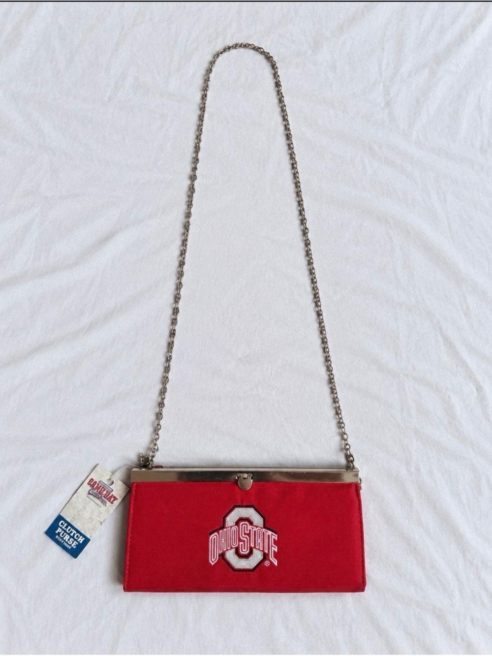 Ohio State Buckeyes Red Satin Clutch Purse Chain Strap NWT NCAA